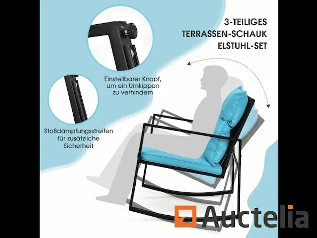 Tuin meubilair set 3 stukken, tafel en 2 stoelen - afbeelding 8 van  8
