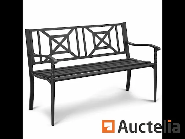 Tuinbank met rugleuning en armleuningen strijkijzer frame - afbeelding 3 van  9