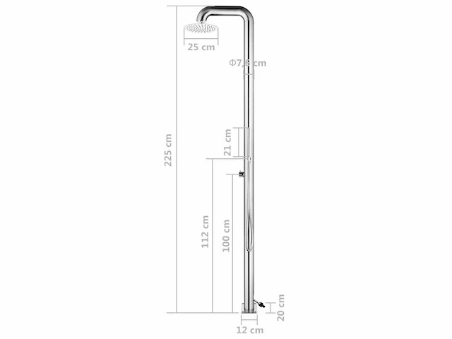 Tuindouche 225 cm - rvs - afbeelding 3 van  11