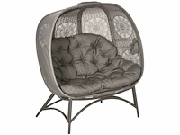 Tuinfauteuil voor 2 personen, opklapbaar, groot zitkussen, stalen frame, 126 x 75 x 142 cm - afbeelding 2 van  6