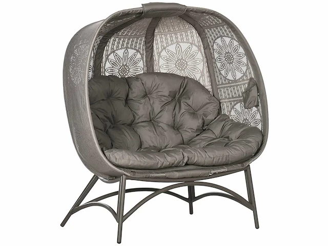 Tuinfauteuil voor 2 personen, opklapbaar, groot zitkussen, stalen frame, 126 x 75 x 142 cm - afbeelding 6 van  6
