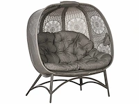 Tuinfauteuil voor 2 personen, opklapbaar, groot zitkussen, stalen frame, 126 x 75 x 142 cm - afbeelding 6 van  6