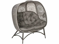 Tuinfauteuil voor 2 personen, opklapbaar, groot zitkussen, stalen frame, 126 x 75 x 142 cm - afbeelding 4 van  9