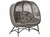 Tuinfauteuil voor 2 personen, opklapbaar, groot zitkussen, stalen frame, 126 x 75 x 142 cm - afbeelding 8 van  9