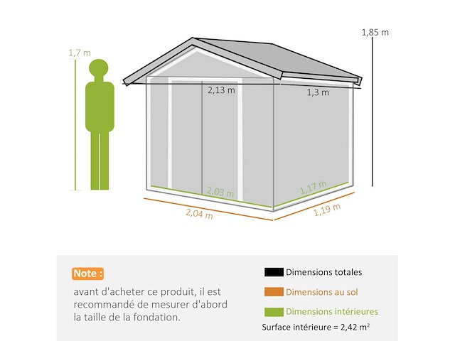 Tuinhuisje 2,5 m² - gereedschapsberging met fundering - afbeelding 3 van  6