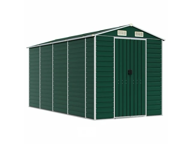 Tuinhuisje groen gegalvaniseerd staal afm ± 191x385x193 - afbeelding 1 van  8