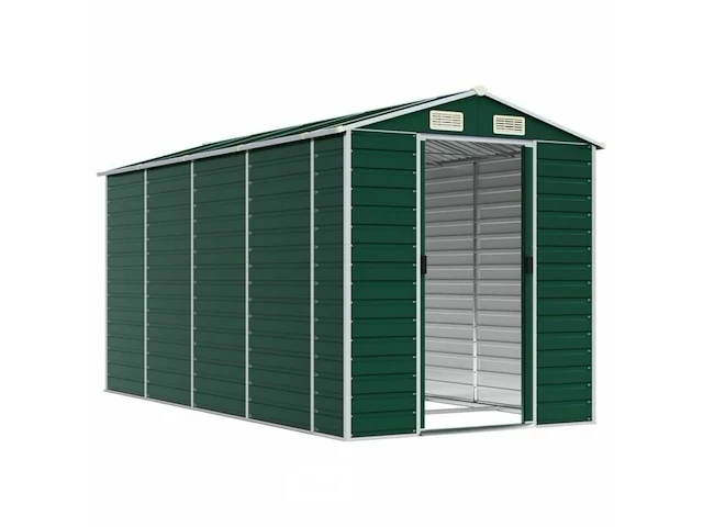 Tuinhuisje groen gegalvaniseerd staal afm ± 191x385x193 - afbeelding 1 van  10