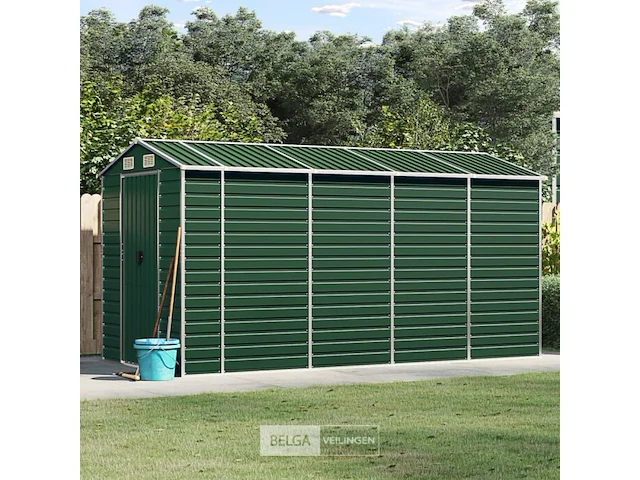 Tuinhuisje groen gegalvaniseerd staal afm ± 191x385x193 - afbeelding 3 van  10