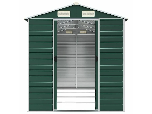 Tuinhuisje groen gegalvaniseerd staal afm ± 191x385x193 - afbeelding 6 van  10