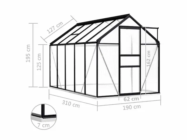 Tuinkas met onderstel antraciet aluminium 5,89 m² - afbeelding 6 van  6