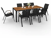 Tuinmeubelen - tafel 190 cm - 8 stapelbare stoelen - afbeelding 3 van  9