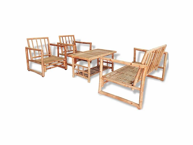 Tuinmeubelen 4 stuks met bamboe kussens - gratis verzending alleen in belgië - afbeelding 2 van  8