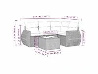 Tuinmeubelen 5 stuks met kussens zwart geweven hars - afbeelding 3 van  7