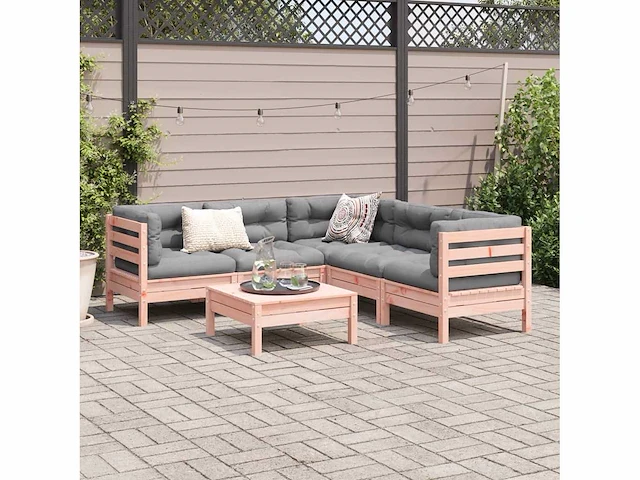 Tuinmeubelen 6 stuks en massief houten kussens douglas spar - gratis verzending alleen in belgië - afbeelding 1 van  7