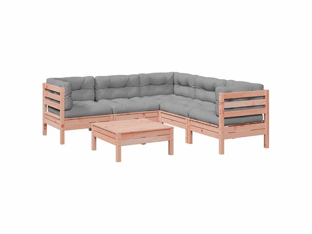 Tuinmeubelen 6 stuks en massief houten kussens douglas spar - gratis verzending alleen in belgië - afbeelding 2 van  7