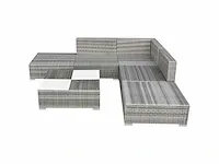 Tuinmeubelen 6 stuks met kussens hars gevlochten grijs - afbeelding 3 van  5
