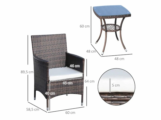 Tuinmeubelset - rotan met bijzettafel - afbeelding 4 van  6