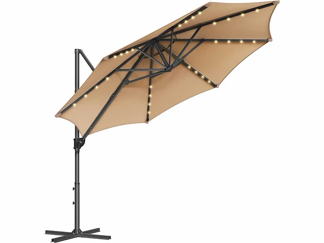 Tuinparasol 300 cm, 28 solar leds, upf 50+ - afbeelding 1 van  4