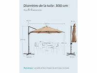Tuinparasol 300 cm, 28 solar leds, upf 50+ - afbeelding 4 van  4