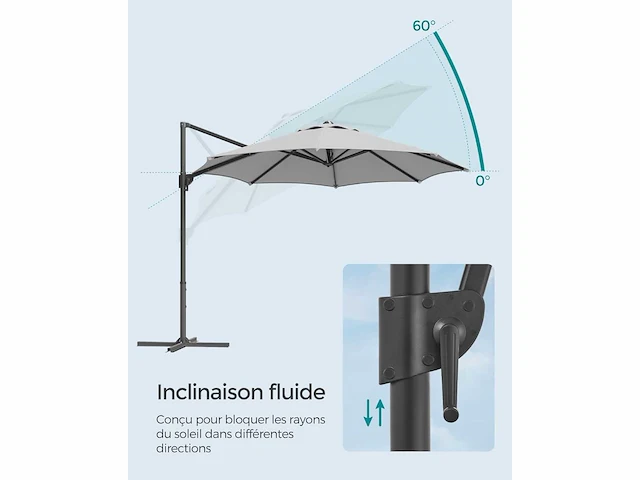 Tuinparasol 300 cm, upf 50+, buiten parasol - afbeelding 3 van  3