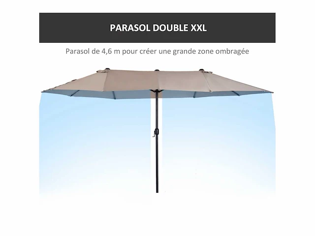 Tuinparasol voor buiten dubbele rechthoekige parasol - afbeelding 5 van  6