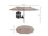 Tuinparasol voor buiten dubbele rechthoekige parasol - afbeelding 4 van  6
