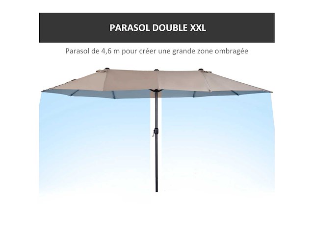 Tuinparasol voor buiten dubbele rechthoekige parasol - afbeelding 5 van  6
