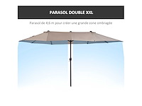 Tuinparasol voor buiten dubbele rechthoekige parasol - afbeelding 5 van  6