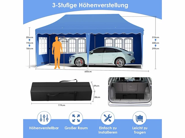 Tuinpaviljoen - opvouwbaar 3 x 6 - 6 wanden - afbeelding 4 van  9