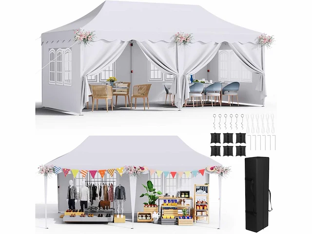 Tuinpaviljoen voor buiten - 3x6m - wit - afbeelding 2 van  6