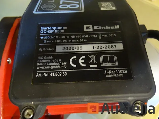 Tuinpomp einhell gc-gp 6538 - afbeelding 1 van  5