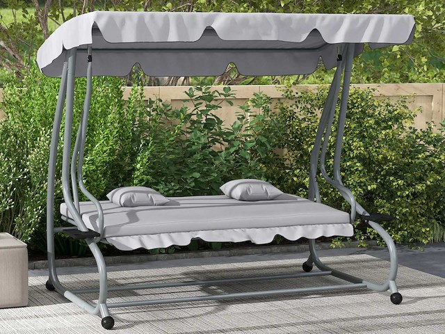 Tuinschommel voor drie personen, met verstelbare luifel - afbeelding 2 van  18