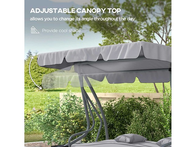 Tuinschommel voor drie personen, met verstelbare luifel - afbeelding 6 van  18