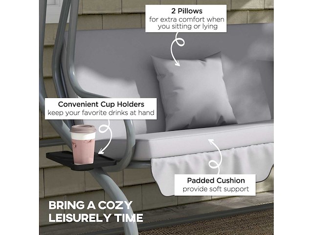 Tuinschommel voor drie personen, met verstelbare luifel - afbeelding 16 van  18