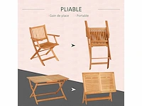 Tuinset 1 tafel en 4 klapstoelen 5-delig populierenhout tuinmeubelen voor 4 personen - armleuningen - afm. 120l x 70b x 72h cm - afbeelding 6 van  9