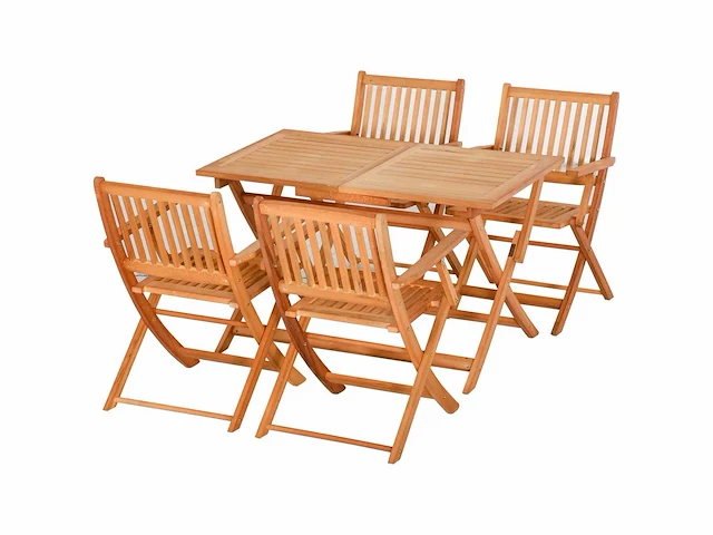 Tuinset 1 tafel en 4 klapstoelen 5-delig populierenhout tuinmeubelen voor 4 personen - armleuningen - afm. 120l x 70b x 72h cm - afbeelding 9 van  9