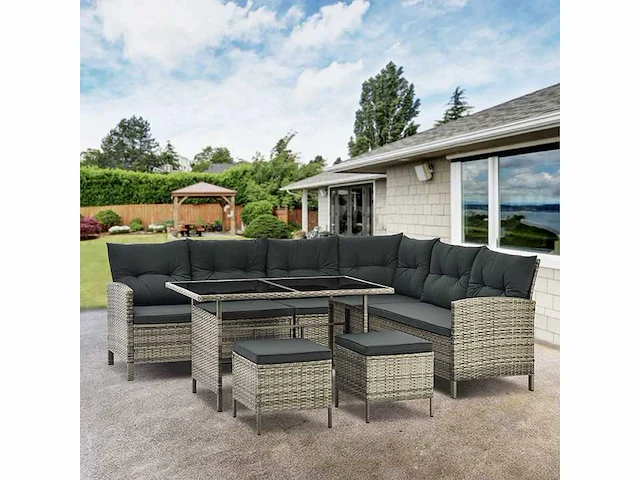 Tuinset met bank, tafel en 2 krukken - afbeelding 1 van  7