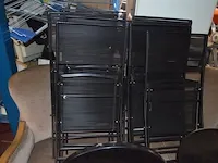 Tuinset zwart bestaande uit 2 ronde plooitafeltjes, 8 plooistoelen - afbeelding 3 van  7