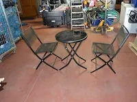 Tuinset zwart bestaande uit 2 ronde plooitafeltjes, 8 plooistoelen - afbeelding 4 van  7