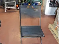 Tuinset zwart bestaande uit 2 ronde plooitafeltjes, 8 plooistoelen - afbeelding 5 van  7