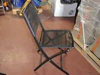 Tuinset zwart bestaande uit 2 ronde plooitafeltjes, 8 plooistoelen - afbeelding 6 van  7