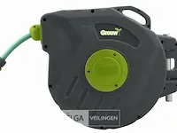 Tuinslang 20m met haspel muurbevestiging + spuitpistool grouw - afbeelding 1 van  3