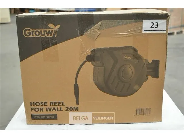 Tuinslang 20m met haspel muurbevestiging + spuitpistool grouw - afbeelding 2 van  3
