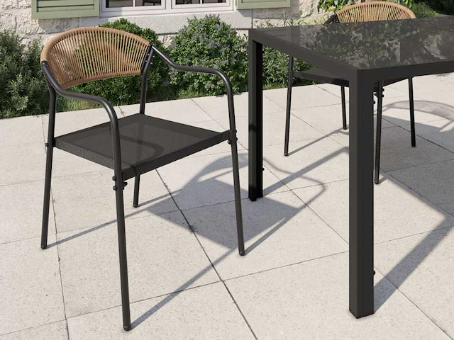Tuinstoelen - riet en textileen (x8) - afbeelding 1 van  10
