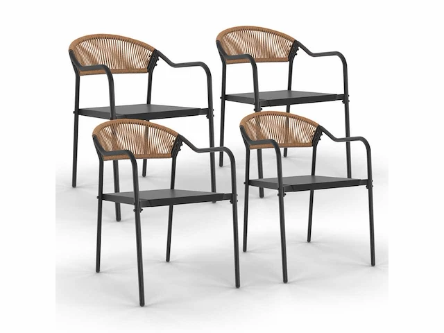 Tuinstoelen - riet en textileen (x8) - afbeelding 4 van  10