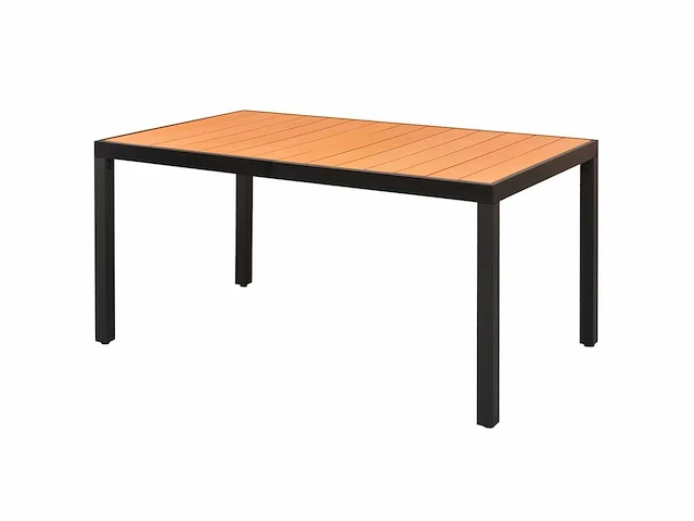 Tuintafel bruin 150 x 90 x 74 cm aluminium en wpc - afbeelding 2 van  4