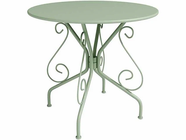 Tuintafel d.80 cm in smeedijzeren metaal - amandelgroen - afbeelding 2 van  2