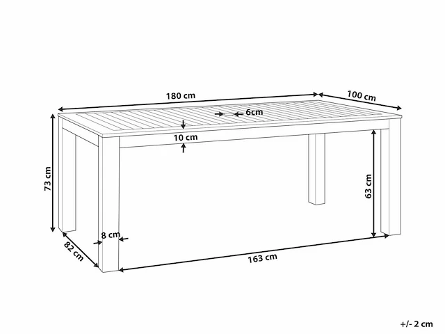 Tuintafel in donker eucalyptushout 180 x 100 cm - afbeelding 5 van  5