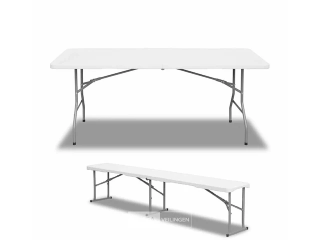 Tuintafel met bank wit - afbeelding 1 van  5