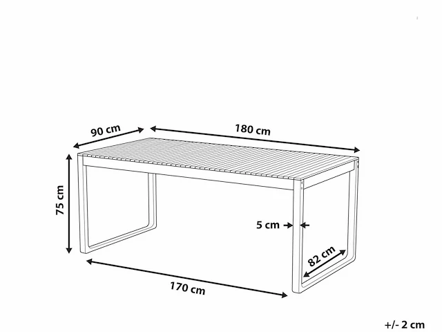 Tuintafel van acaciahout 180 x 90 cm - afbeelding 6 van  6